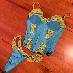 Victoria's Secret Teal Bustier with Yellow Trim